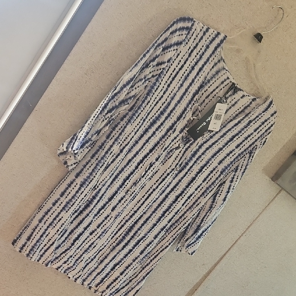 Olivia & Jane Blue Stripe V-Neck Tunic Top